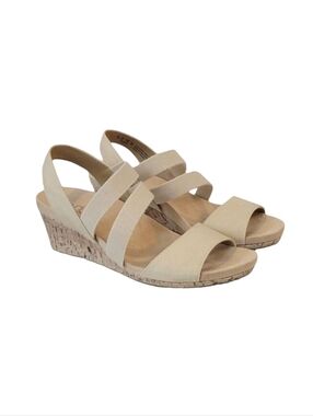 Life Sride Marina Bone Comfort Footbed Strappy Slip-on Wedge Sandals Size 7.5W